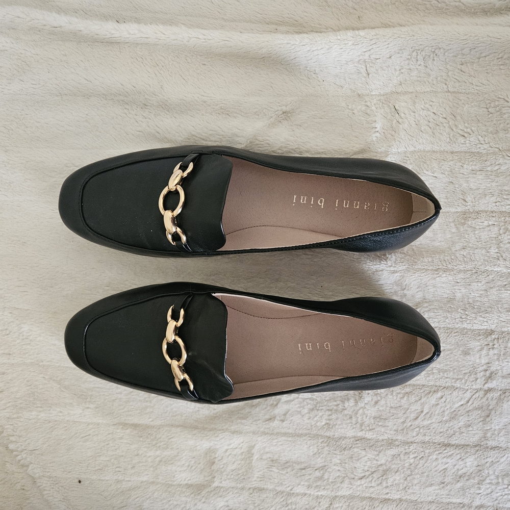 Black Loafers with Gold Chain